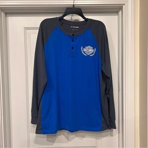 Harley-Davidson Men's Trophy Bar & Shield Long Sleeve Henley, Blue - 96435-24VM